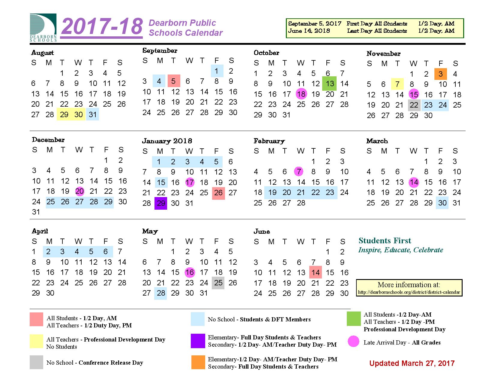 20172018 Calendar Salina Intermediate School