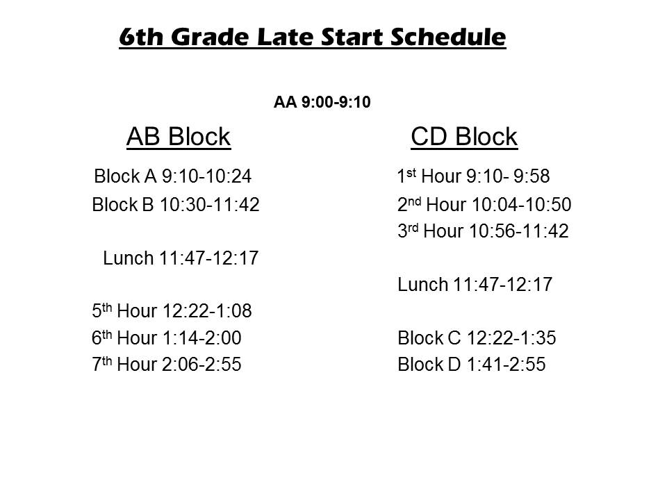 Late Start Schedule Salina Intermediate School