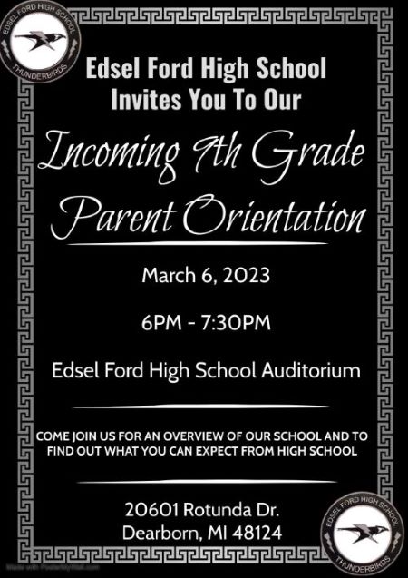 8th Grade Edsel Ford Orientation